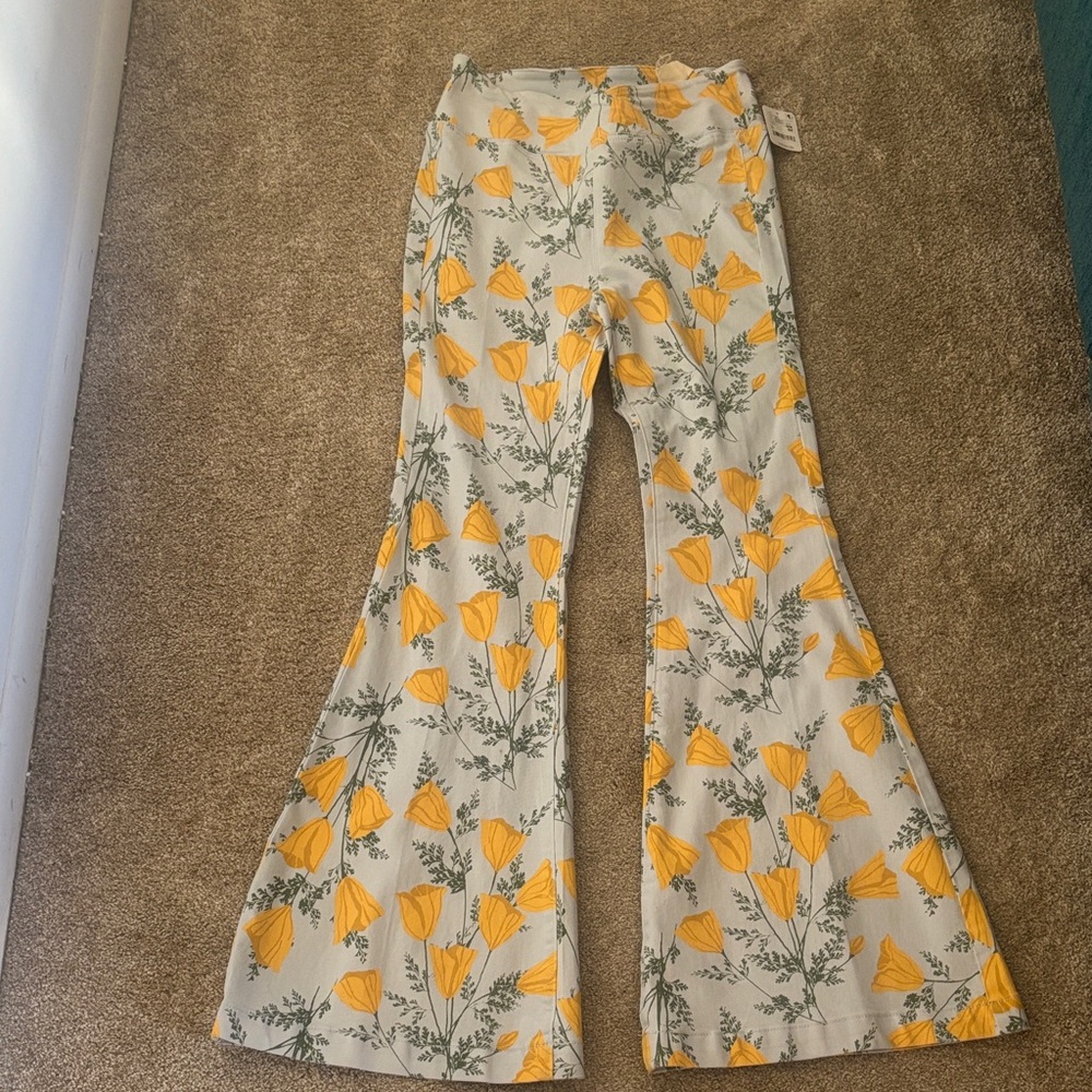 We The Free Yellow Floral Flare Jeans